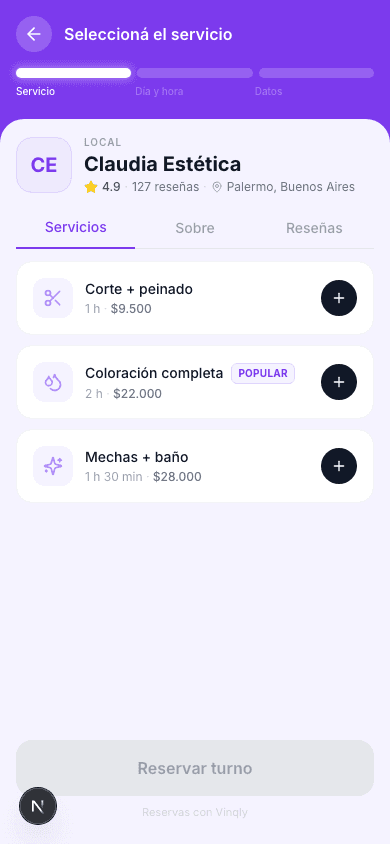 Elegir servicios